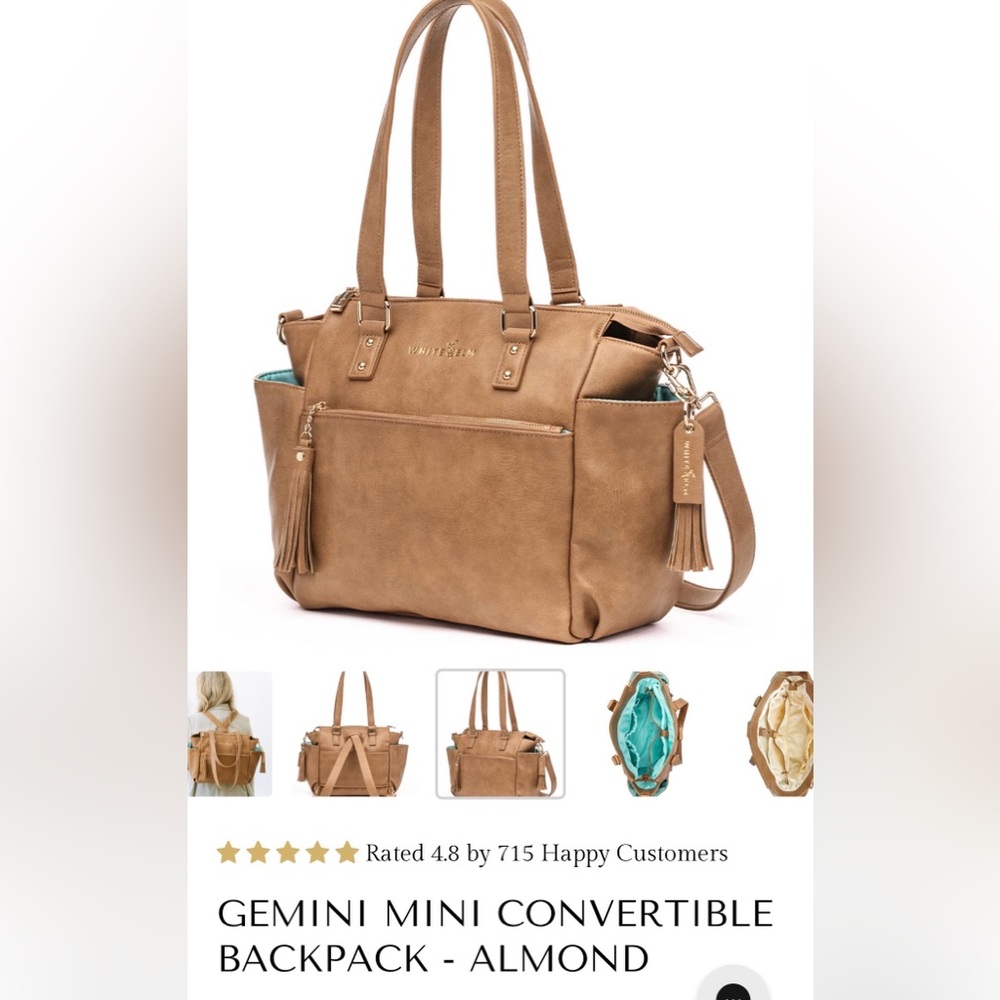 White Elm Gemini Mini Convertible Backpack & Ara Crossbody Set – Almond